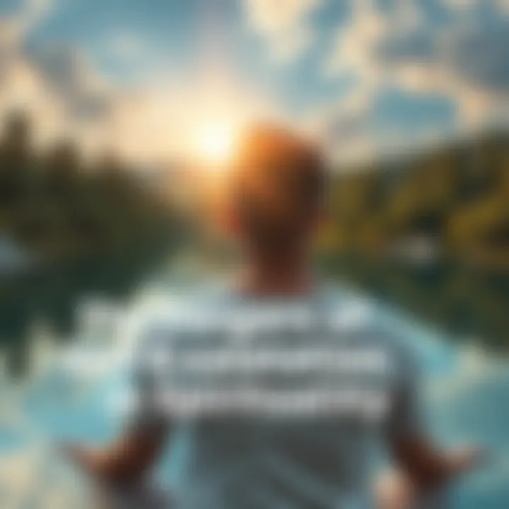 Spiritual Reflection A person meditating in nature, looking up with hands open, symbolizing openness to serve others and a connection with spirituality.