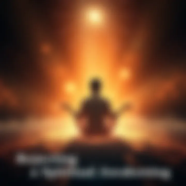 Spiritual Awakening Scene A person meditating in a serene environment, surrounded by soft light and gentle energy patterns, symbolizing a spiritual journey and higher guidance.