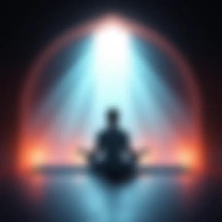 A person sitting in a serene environment, meditating with a soft glow around them, suggesting a connection to the divine.
