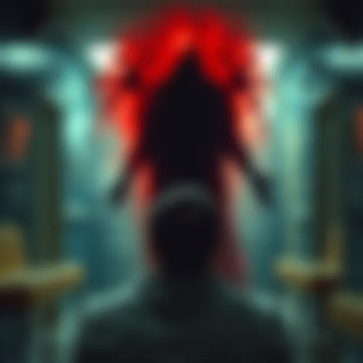 Encounter with a Spiritual Entity A person in a rehab center looks distressed while staring at a shadowy figure, representing a spiritual battle. The atmosphere feels tense and eerie, highlighting the conflict between good and evil fo...