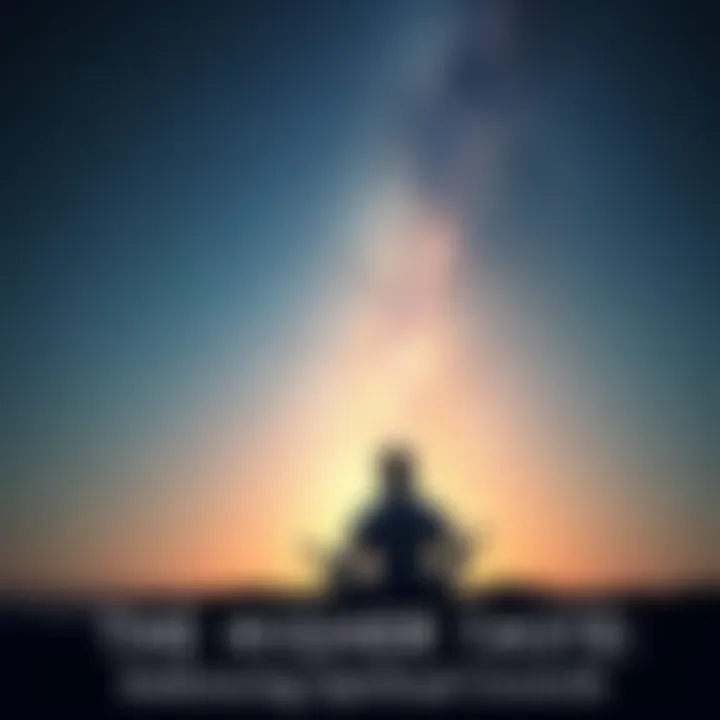 A person meditating under a starry sky, surrounded by soft light, symbolizing a spiritual connection.