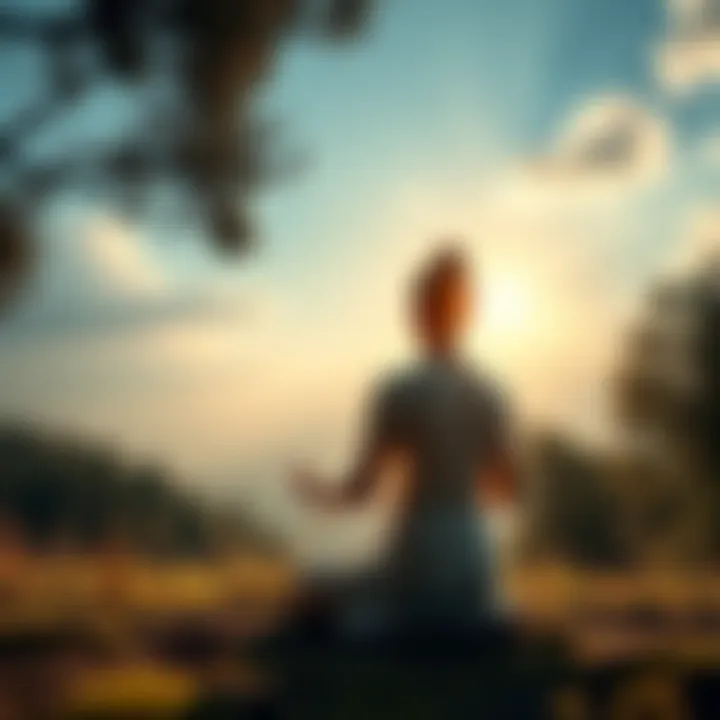 A person meditating in a serene environment, surrounded by nature, symbolizing spiritual health and balance.