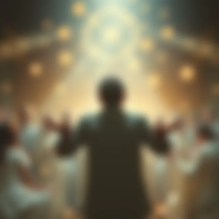 A serene scene showing a person experiencing a spiritual connection, surrounded by gentle light and ethereal symbols.