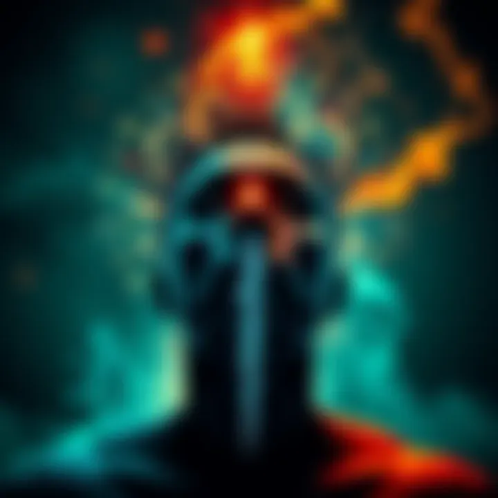 A contemplative figure facing the unknown with symbols of spirituality and medicine intertwined