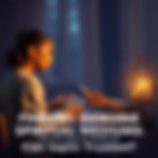 A person sits at a small table with a spiritual medium, who appears focused and compassionate while holding tarot cards and crystals.