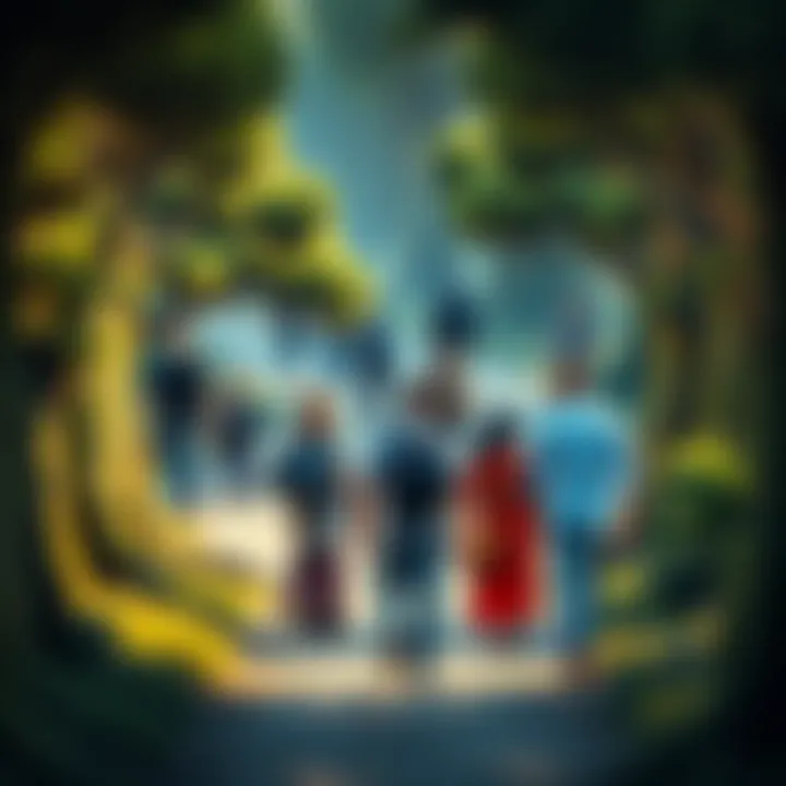 A group of diverse people walking on a path surrounded by nature, symbolizing the journey of spiritual growth and collective missions.