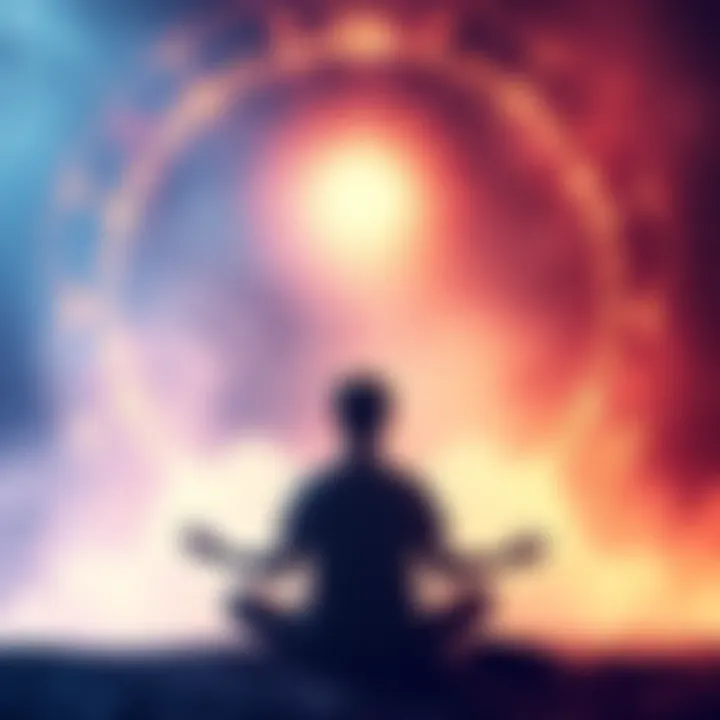 A person meditating with a glowing aura around them, symbolizing spiritual insight and connection with a spirit team.