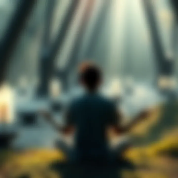 A person meditating in a serene setting surrounded by soft light and nature, reflecting on spiritual experiences and manifestation.
