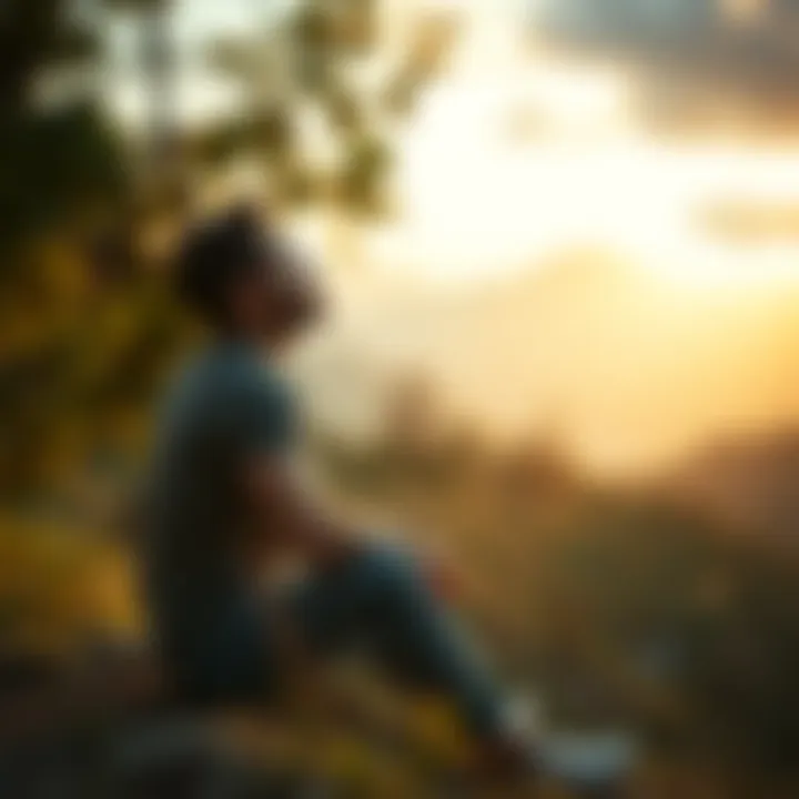 A person sitting outdoors, looking contemplative while surrounded by nature, symbolizing resilience and spiritual protection.