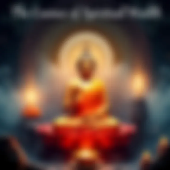 A serene image depicting the Buddha surrounded by symbols of wisdom and peace, illustrating the teachings of the Ratana Sutta.