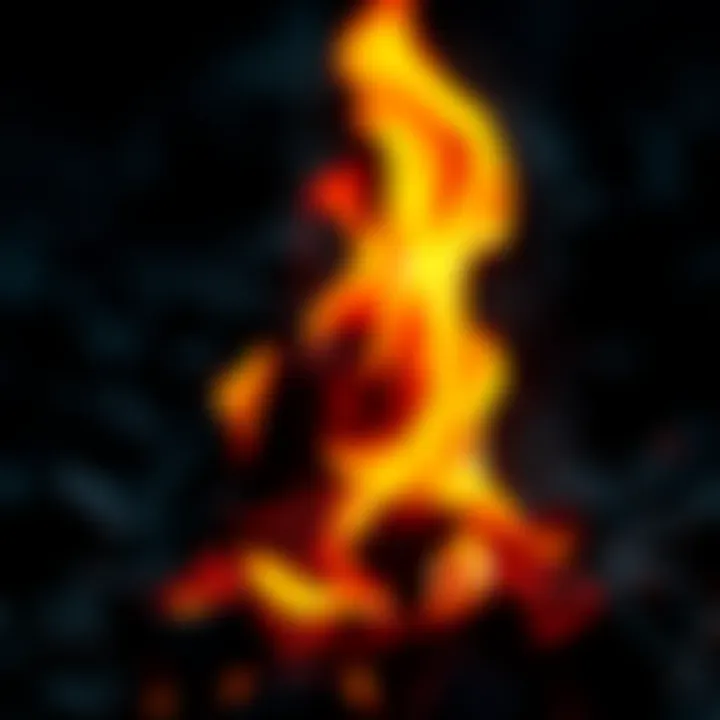 A close-up of an object on fire without any human contact, illustrating spontaneous combustion.