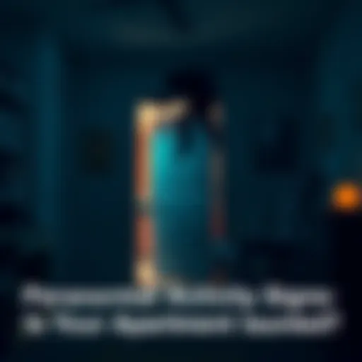 A dimly lit apartment with a door slightly ajar and a chair moving by itself, creating an eerie atmosphere.