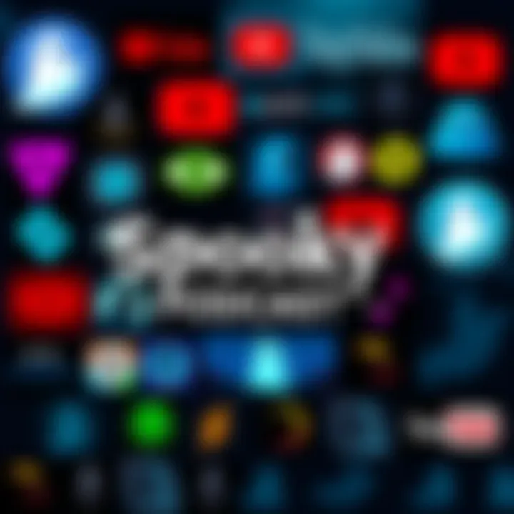 A collage of spooky podcast logos and YouTube channel icons featuring ghosts, cryptids, and horror themes