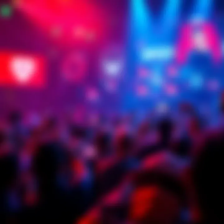 A vibrant representation of music playlist algorithms with a backdrop of diverse music genres.