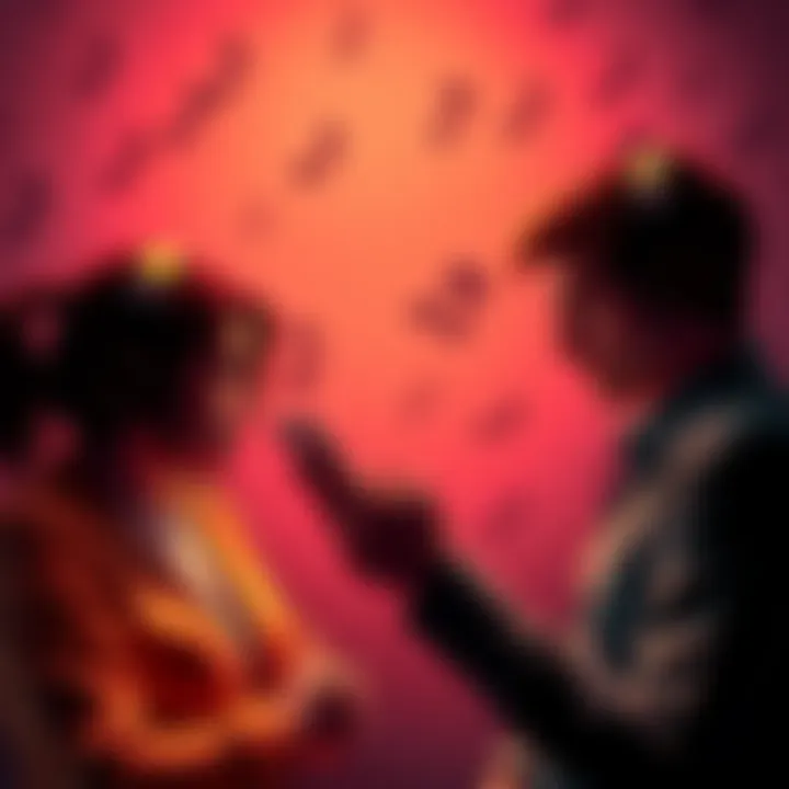 Frustrated Spotify users looking at subscription fees with music notes in the background