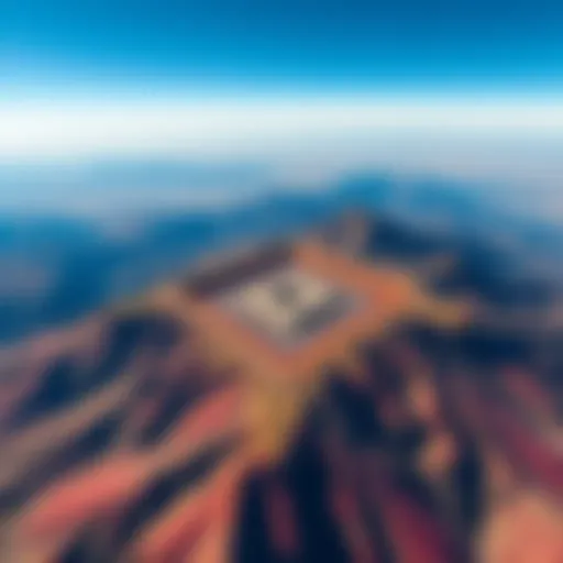 Square structure in Arizona mountains A square shape visible in the Superstition Mountains of Arizona, seen from above through satellite imagery.
