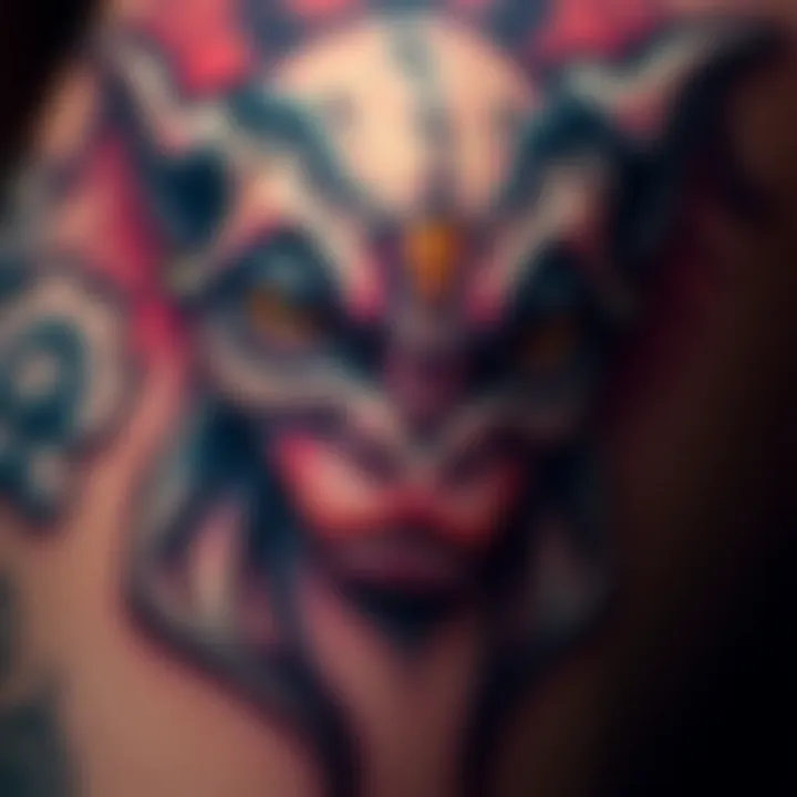 A close-up of a squonk tattoo featuring a sorrowful creature, with detailed lines and shading, showcasing its emotional expression and unique art style.