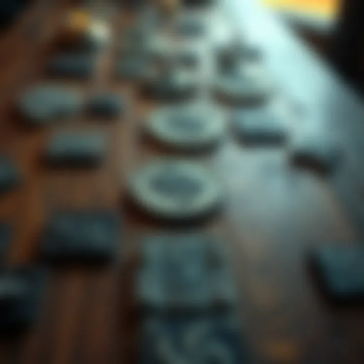 A close-up of SS runes arranged on a wooden table, showcasing their distinct shapes and designs, highlighting their historical context and significance.