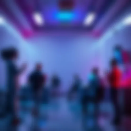 A group of professionals practicing skills in a simulated training environment with realistic safety features