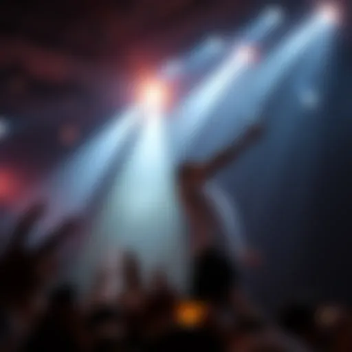 A performer dazzles the audience under bright stage lights, showcasing talent and energy during a live show.