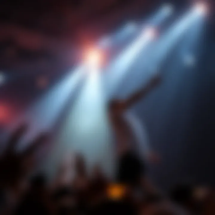 A performer dazzles the audience under bright stage lights, showcasing talent and energy during a live show.