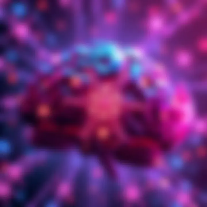 Illustration showing star-shaped brain cells in a vibrant color scheme, emphasizing their unique structure in the brain.