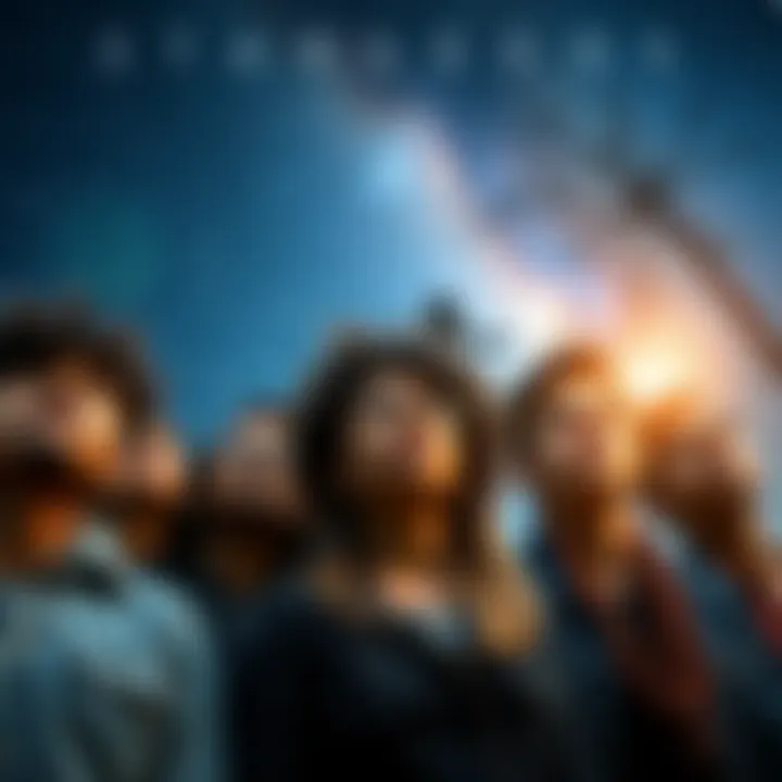 A group of diverse individuals looking up at a night sky filled with stars, symbolizing the idea of starseeds and their unique journeys.