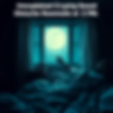Roommate startled by strange sound A startled roommate sitting up in bed, looking confused and alarmed, with a dark room illuminated by moonlight.