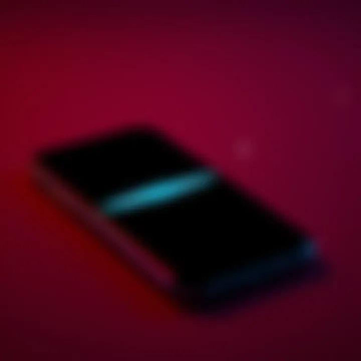 A close-up of a phone displaying a thin, static-like bar at the top of the screen