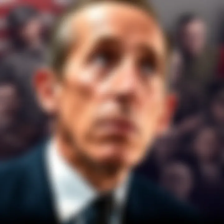 A graphic showing Stephen Miller with a backdrop of historical propaganda images, illustrating comparisons to Joseph Goebbels.