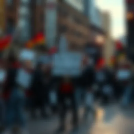A group of people holding signs advocating for the end of ULTRA programs and PSYWAR, gathering in a public space to protest.