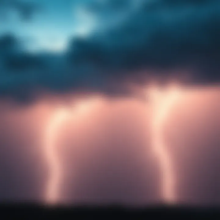A thunderstorm with bright lightning illuminating the sky, symbolizing divine intervention.