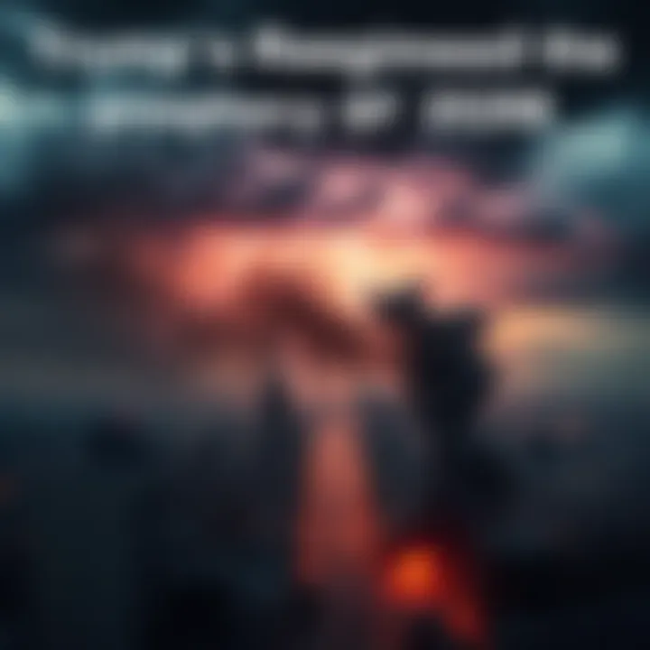Stormy skies over a chaotic cityscape A dark city skyline with lightning, smoke, and riots in the streets, symbolizing chaos and unrest