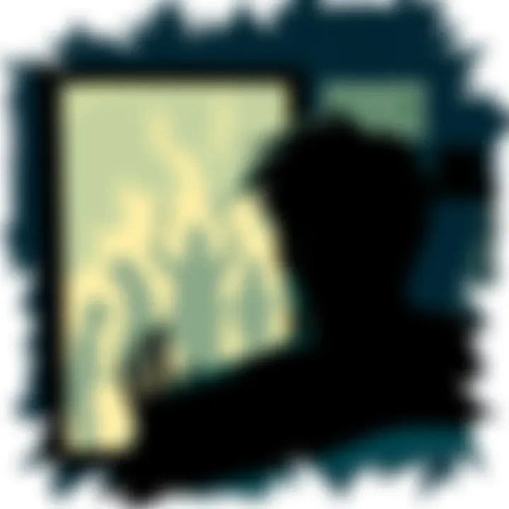 A person waking up, seeing shadowy figures and zig-zagging lines around them, with a mirror reflecting eerie shapes in the background.