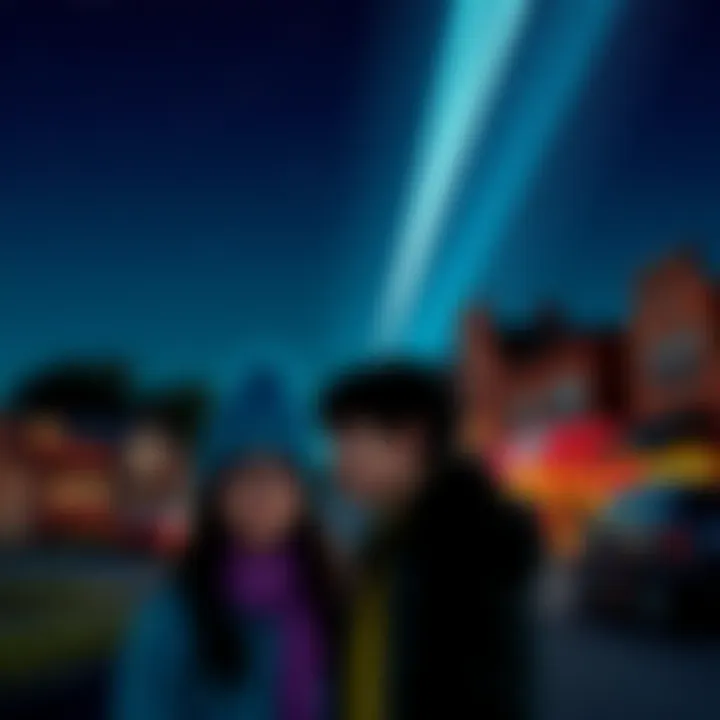 Residents of Manhattan, Kansas, viewing a strange object in the night sky with curiosity.