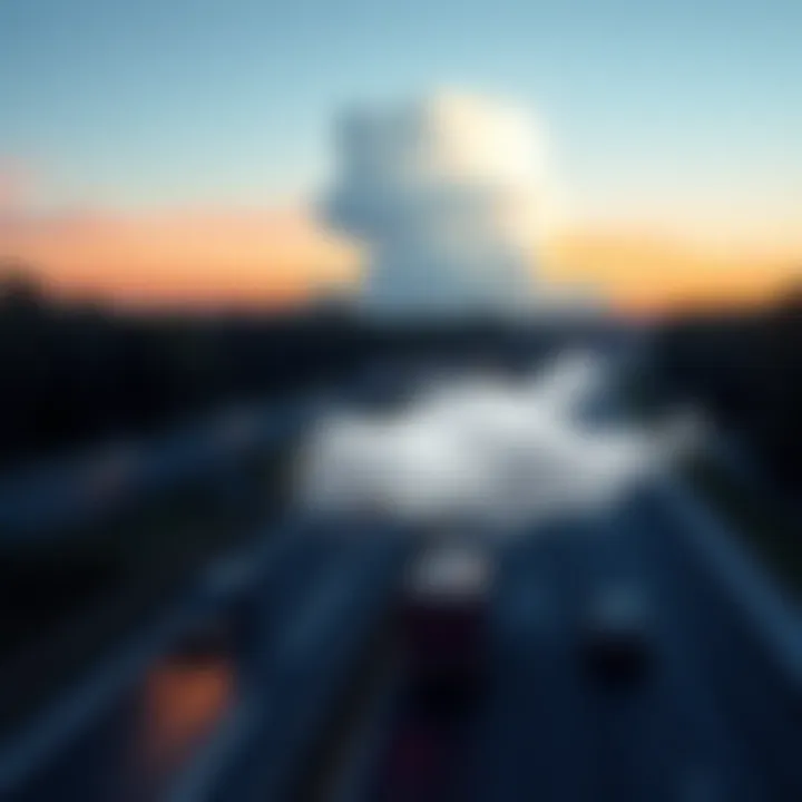 A white cloud-like shape suddenly appears and then disappears over I-41 in Wisconsin, near College Avenue.