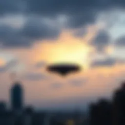 A cloudy Akron sky with an unusual object floating above downtown.