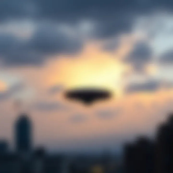 Strange Object in Akron Sky A cloudy Akron sky with an unusual object floating above downtown.