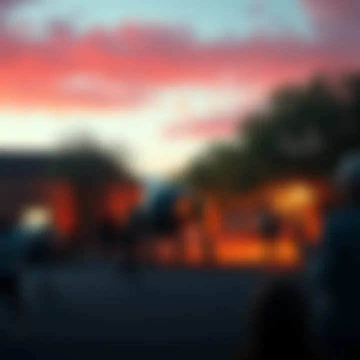 An unidentified walking object spotted in Albuquerque, surrounded by curious residents and trees.