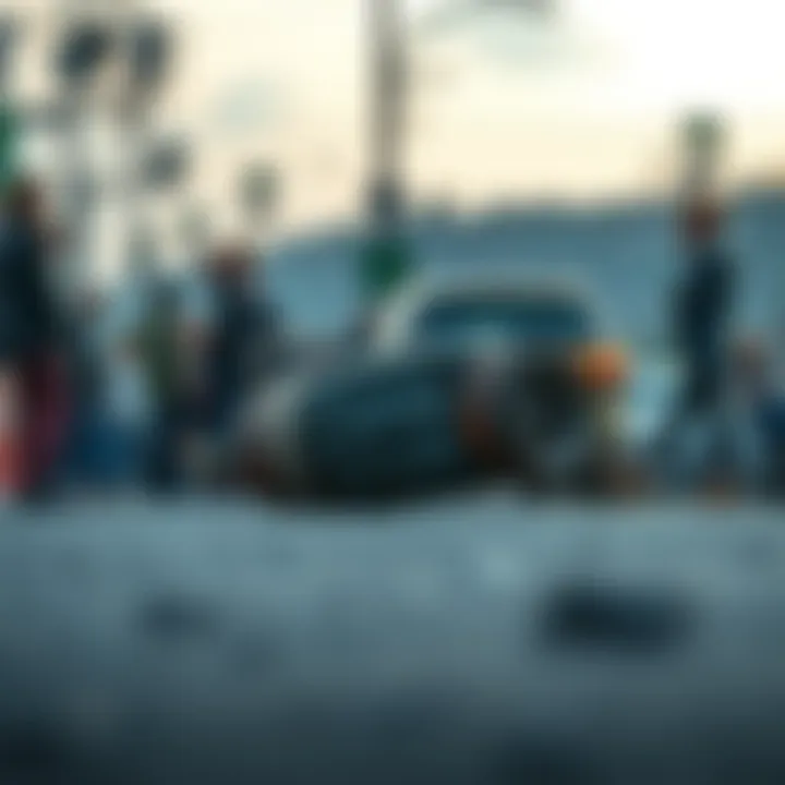 A mysterious object found on the roadside, surrounded by curious people discussing its origin and meaning.