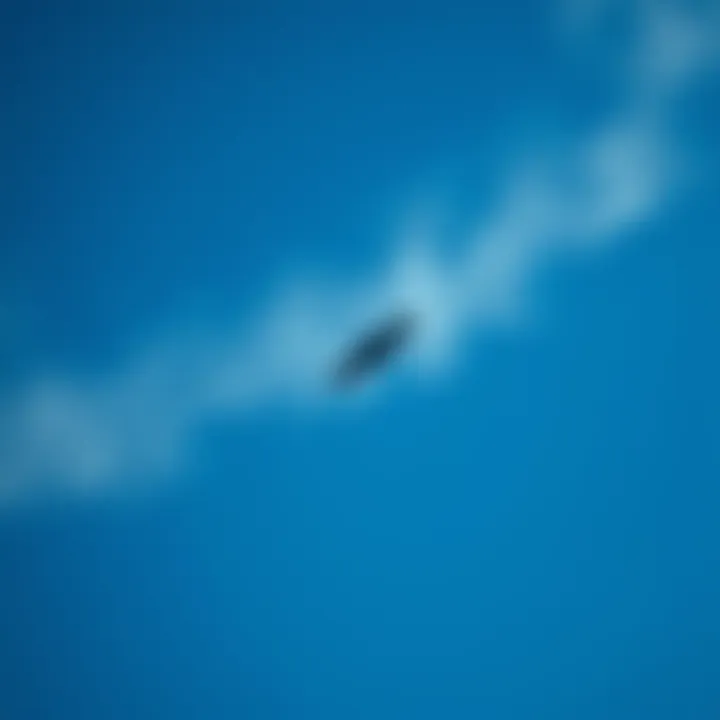 Unusual Object in the Sky A strange object slowly moving across the sky, visible for several minutes, with a clear blue background.