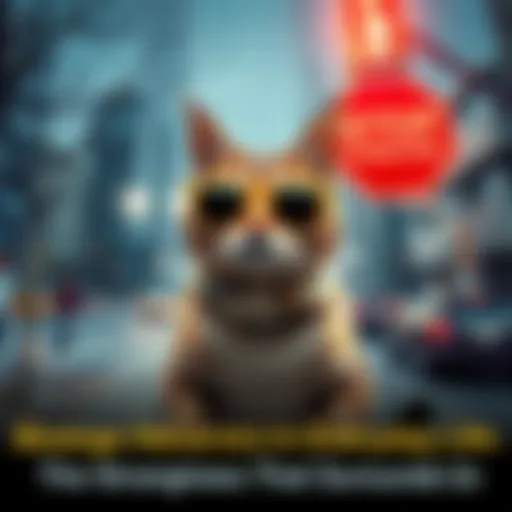 A collection of odd events like a cat wearing sunglasses, people encountering unusual signs, and quirky interactions in a city park.