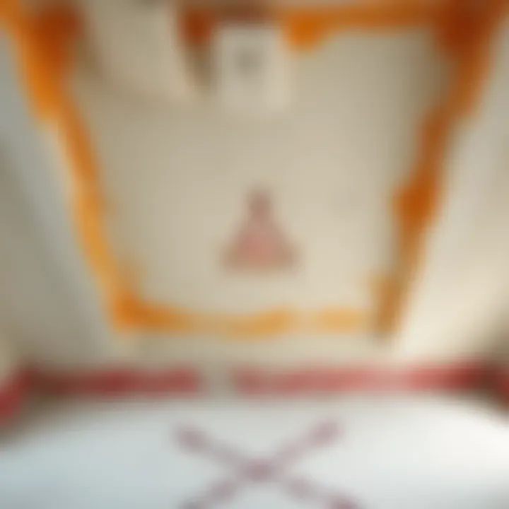 Strange Painting on Ceiling A ceiling with a strange symbol resembling a mason mark, with an unusual 'X' painted on the floor below.