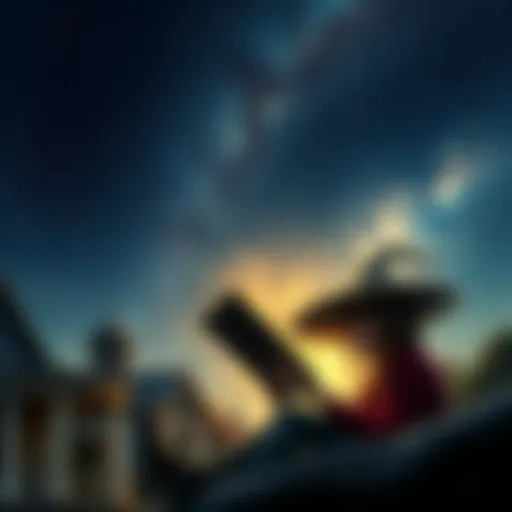 A collection of odd and unusual tales being read by a curious person under a starry sky