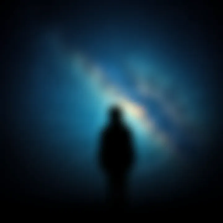 A silhouette of a stranger against a moody, starry night sky, capturing the emotional weight of unseen feelings