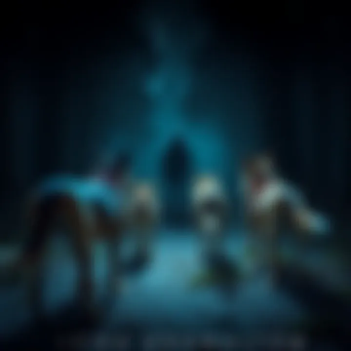 A pack of stray dogs stands alert, facing a shadowy figure in the woods, raising questions about folklore and reality.