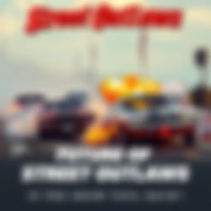 High-speed street racing scene featuring iconic cars from Street Outlaws.
