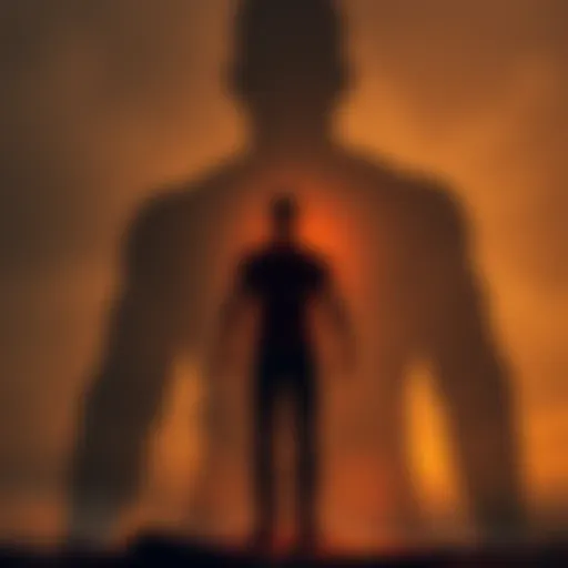 A person standing strong with a shadow of self-doubt behind them, symbolizing transformation from shame to confidence.