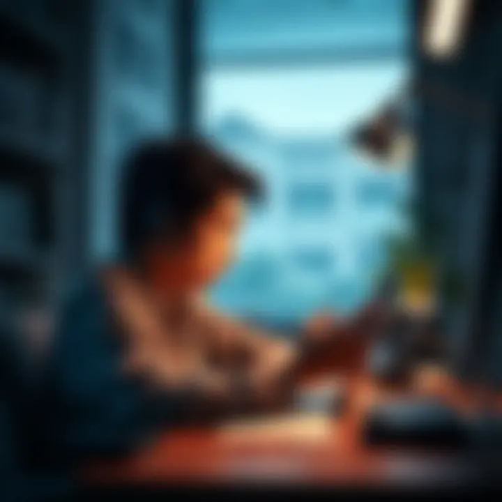 A student checks their email while sitting at a desk, displaying feelings of anxiety and anticipation about graduate program acceptance.