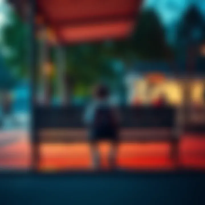 A student sitting alone on a school bench, looking sad and isolated while other kids play nearby.